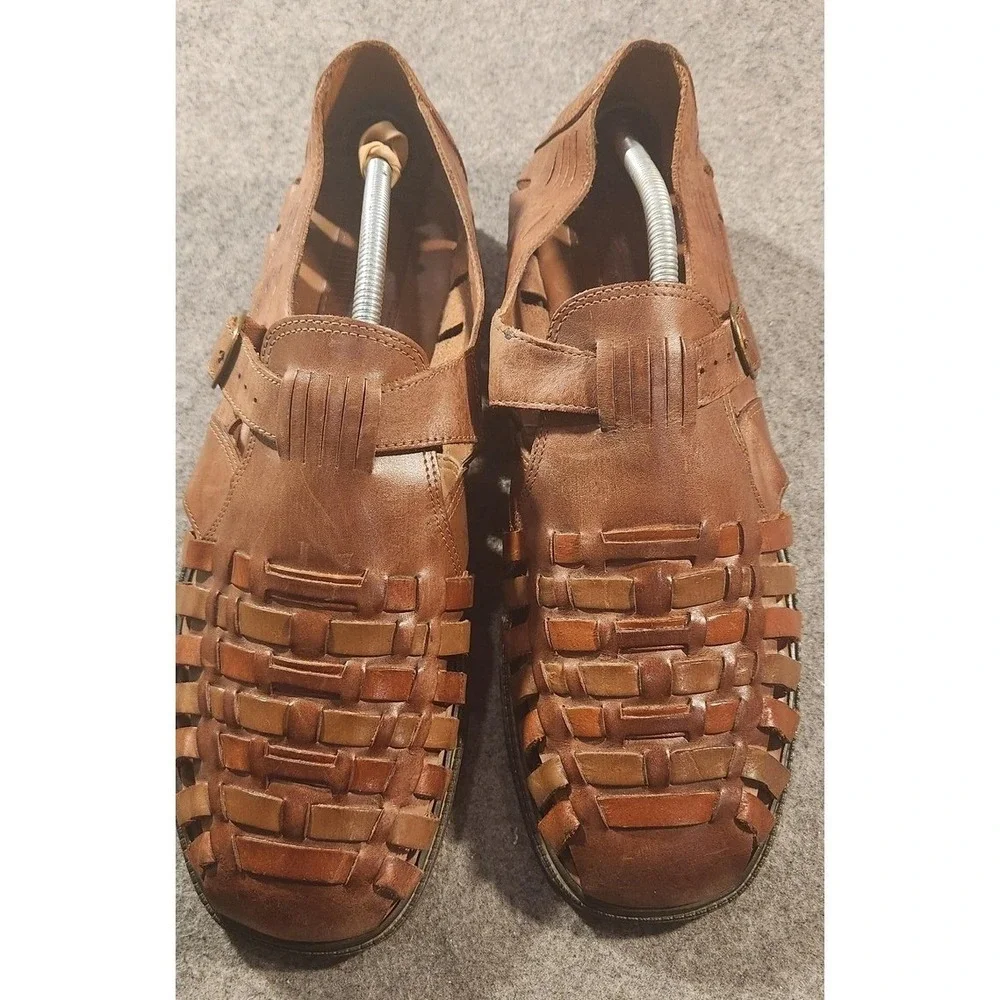 Stacy Adams Sandals Shoes Mens Size 12 Brown Leather Fisherman‎ Buckle Comfort